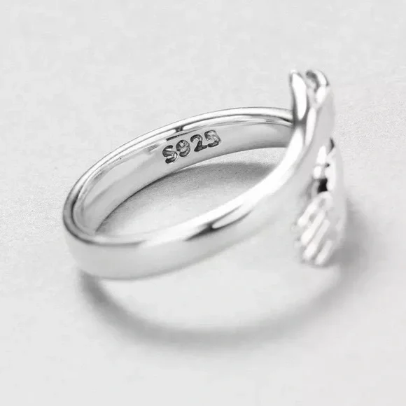 NEW 925 STERLING SILVER LOVE HUG ADJUSTABLE RING, CUTE RING, SHINY RING. - Picture 3 of 6